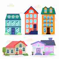 Gratis vector platte ontwerp illustratie huis set