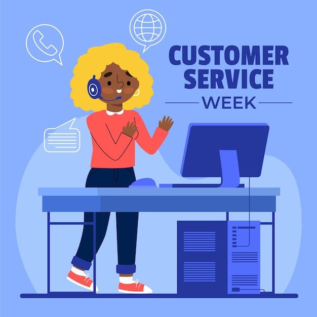 Gratis vector platte ontwerp illustratie van de klantenservice week