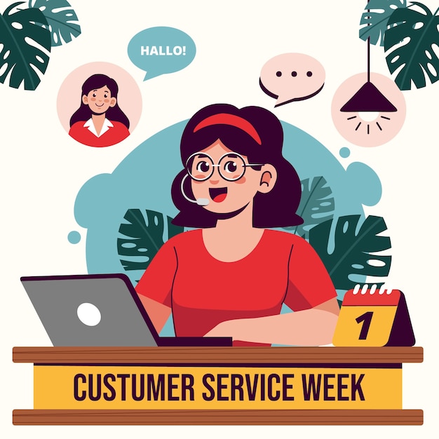 Gratis vector platte ontwerp illustratie van de klantenservice week