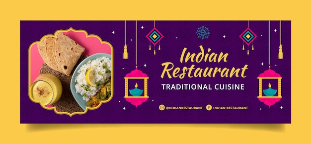 Platte ontwerp Indiaas restaurant facebook cover