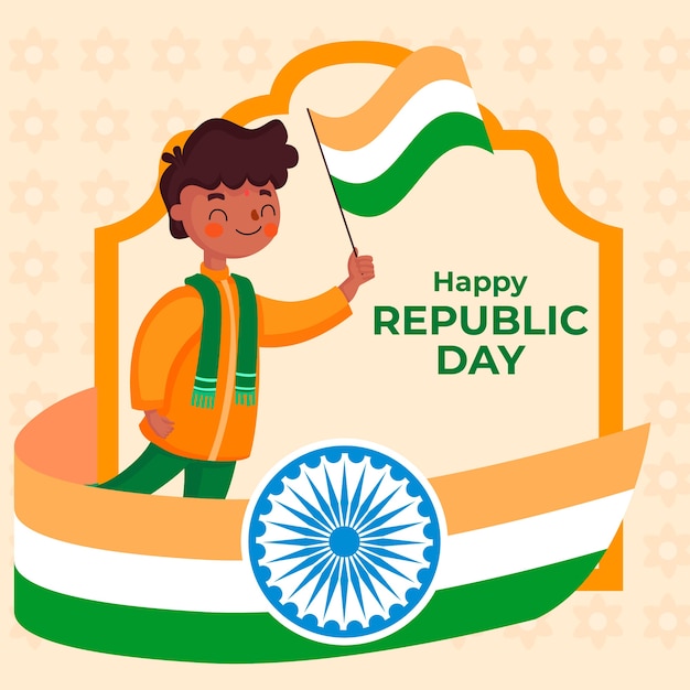 Gratis vector platte ontwerp indiase republiek dag behang
