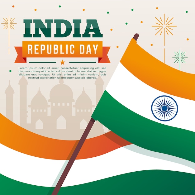 Platte ontwerp indiase republiek dag concept