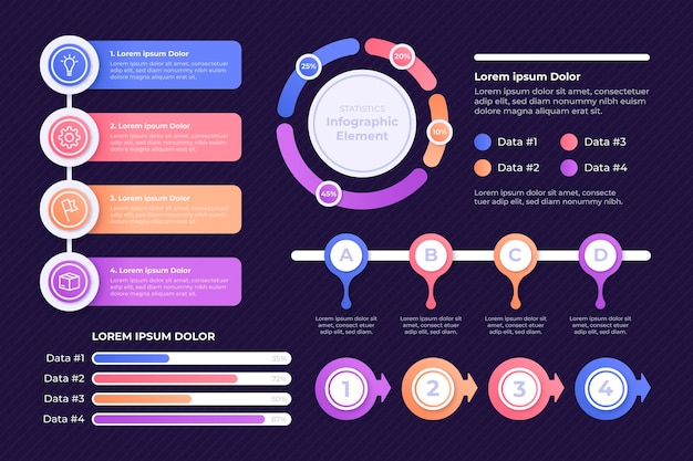 Gratis vector platte ontwerp infographic elementencollectie