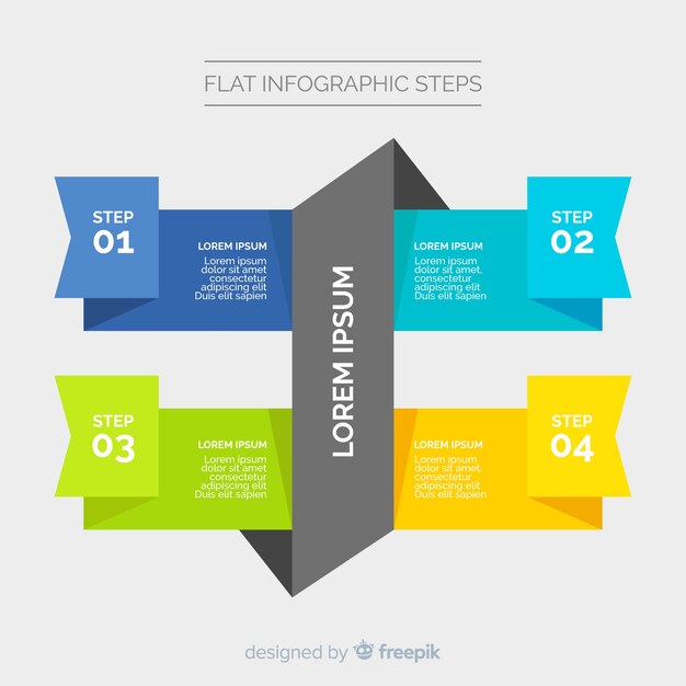 Platte ontwerp infographic stappen