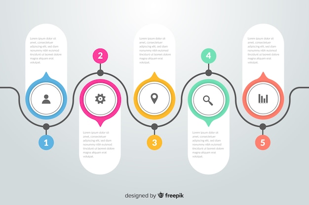 Platte ontwerp infographic stappen