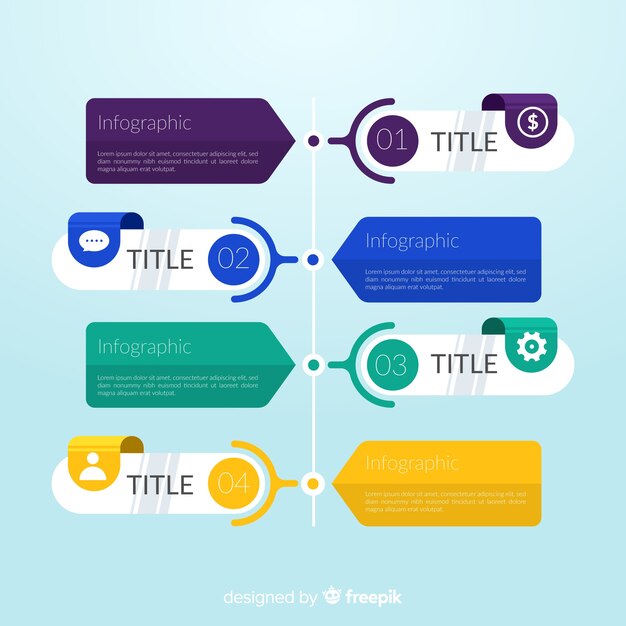 Platte ontwerp infographic stappen