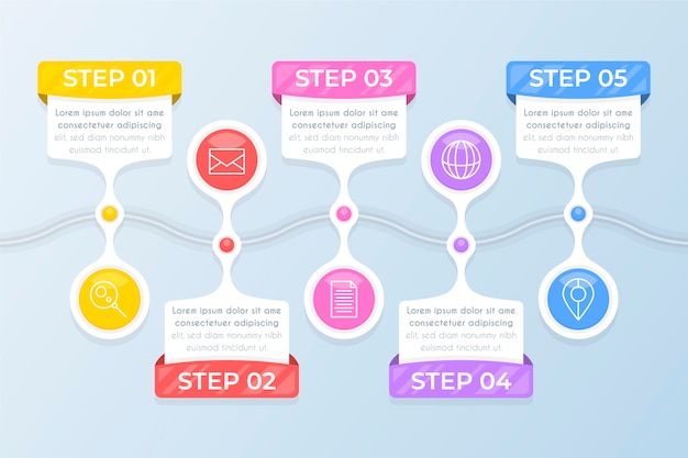 Platte ontwerp infographic stappen