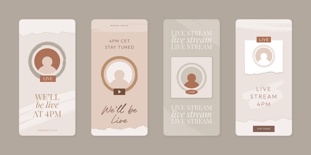 Gratis vector platte ontwerp instagram live gebruikersset