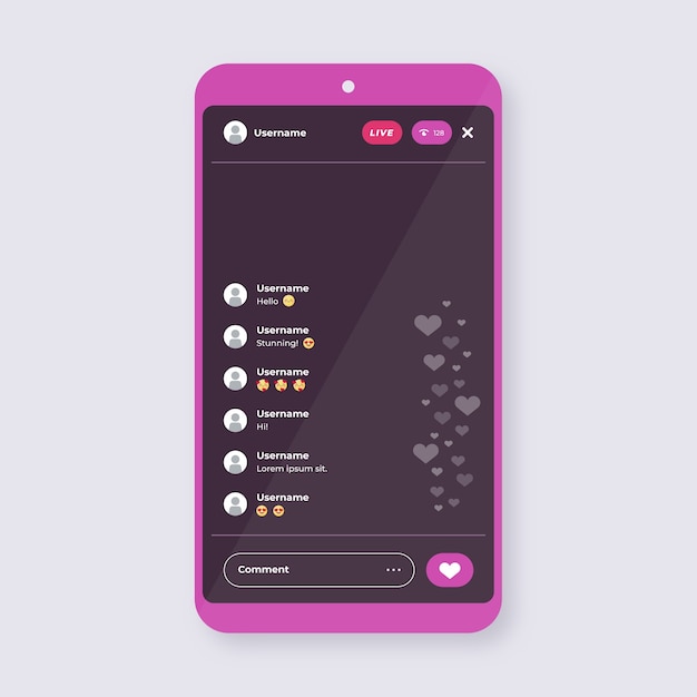 Platte ontwerp instagram live interface-sjabloon