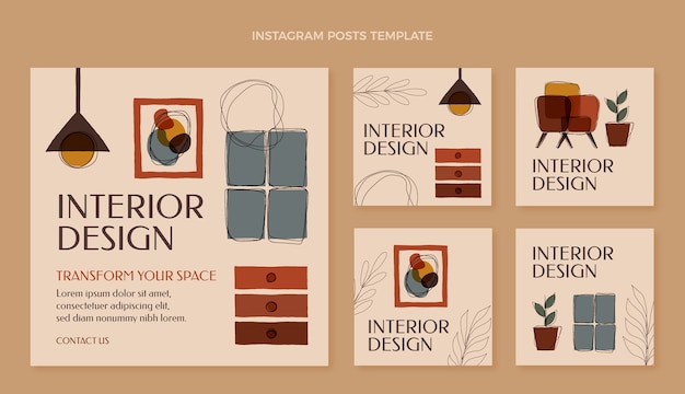 Platte ontwerp interieur instagram postsjabloon