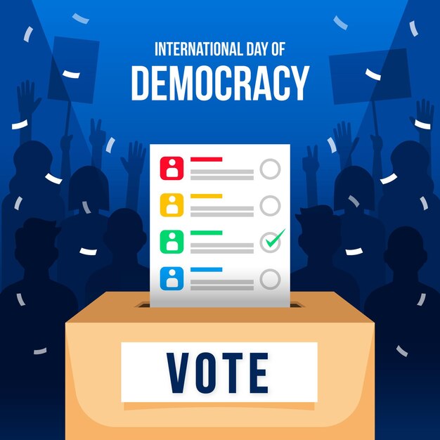 Platte ontwerp internationale dag van de democratie achtergrond met stemmen