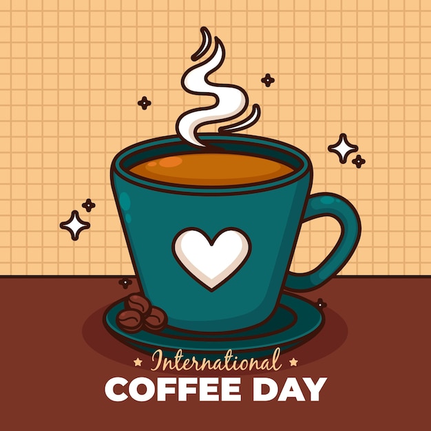 Gratis vector platte ontwerp internationale dag van koffie