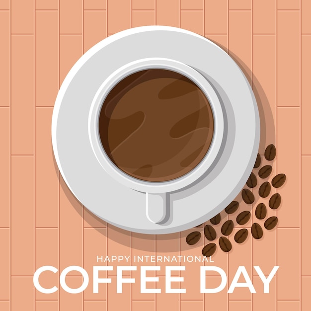Platte ontwerp internationale dag van koffie