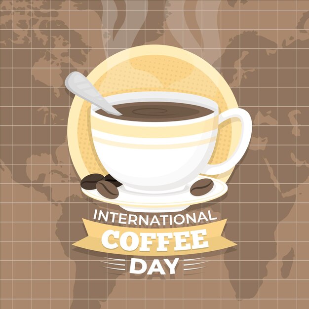 Platte ontwerp internationale dag van koffie