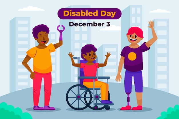 Gratis vector platte ontwerp internationale dag van mensen met een handicap