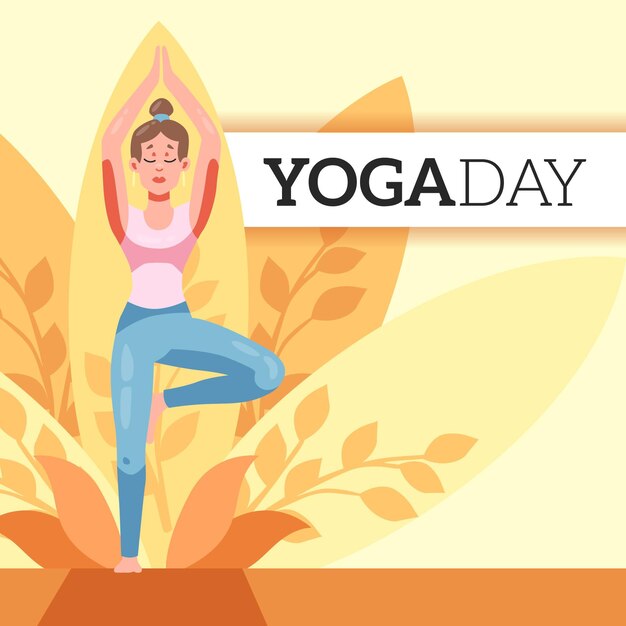 Platte ontwerp internationale dag van yoga concept