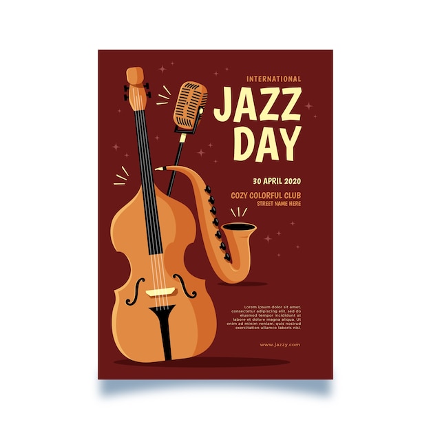 Platte ontwerp internationale jazzdag flyer