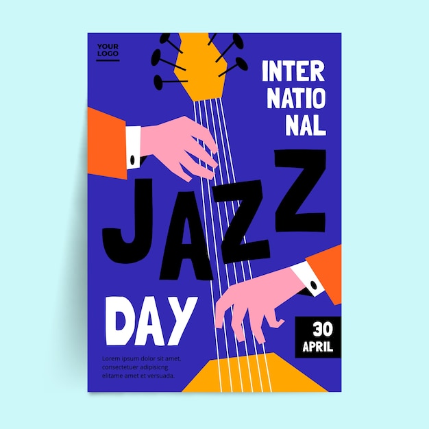 Platte ontwerp internationale jazzdag flyer