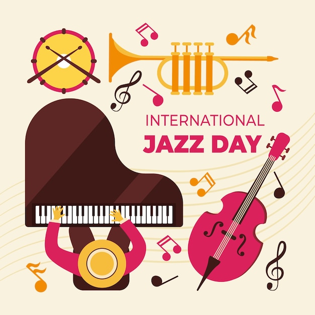 Gratis vector platte ontwerp internationale jazzdag