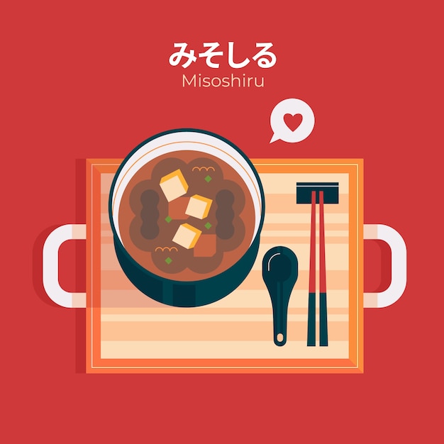 Platte ontwerp Japan voedsel illustratie