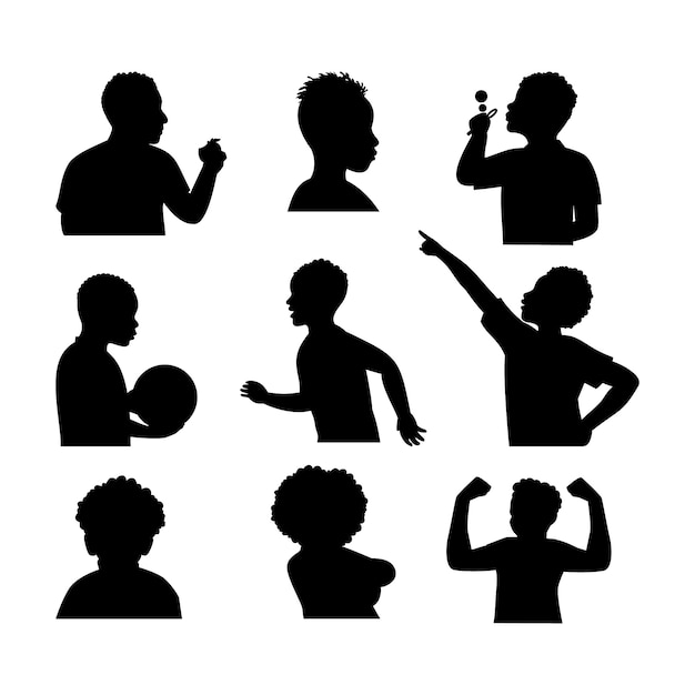 Gratis vector platte ontwerp jongen silhouet