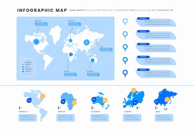 Platte ontwerp kaarten infographics