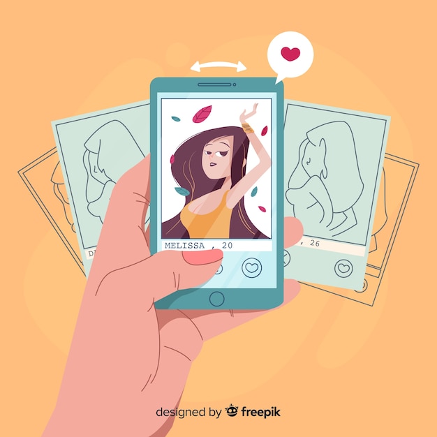 Platte ontwerp karakter op dating app