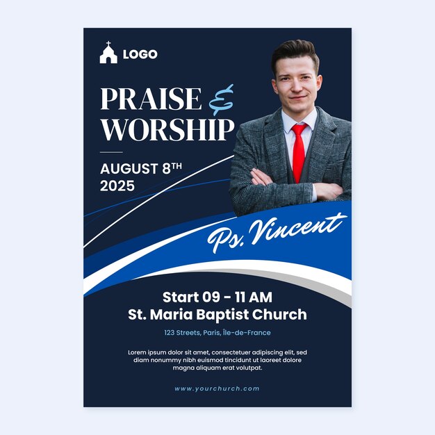 Platte ontwerp kerk folder sjabloon