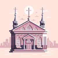 Gratis vector platte ontwerp kerkgebouw illustratie