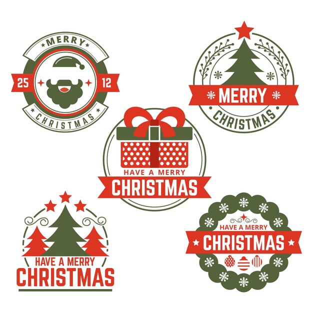 Platte ontwerp kerst badge collectie