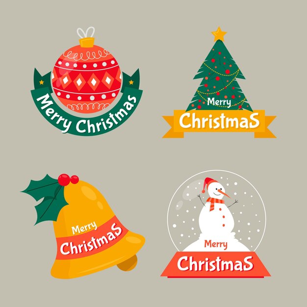 Platte ontwerp kerst badge collectie