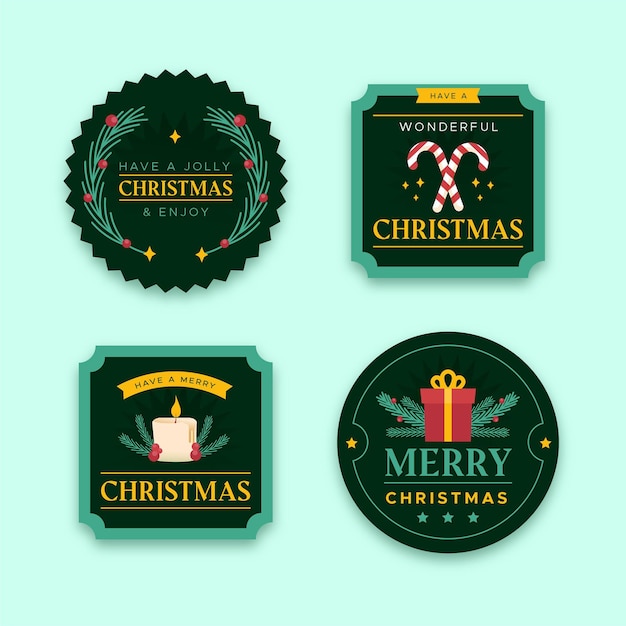 Platte ontwerp kerst badge collectie