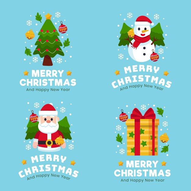 Platte ontwerp kerst badge collectie