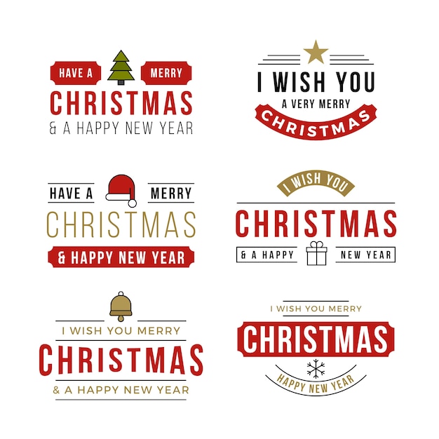 Platte ontwerp kerst belettering badge collectie