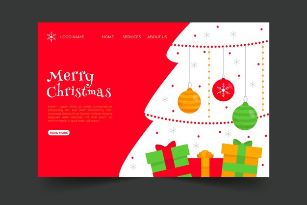 Platte ontwerp kerst bestemmingspagina sjabloon