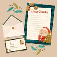 Gratis vector platte ontwerp kerst briefpapier sjabloon