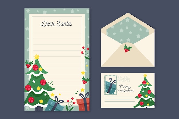 Platte ontwerp kerst briefpapier sjabloon