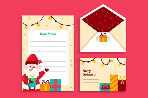 Platte ontwerp kerst briefpapier sjabloon