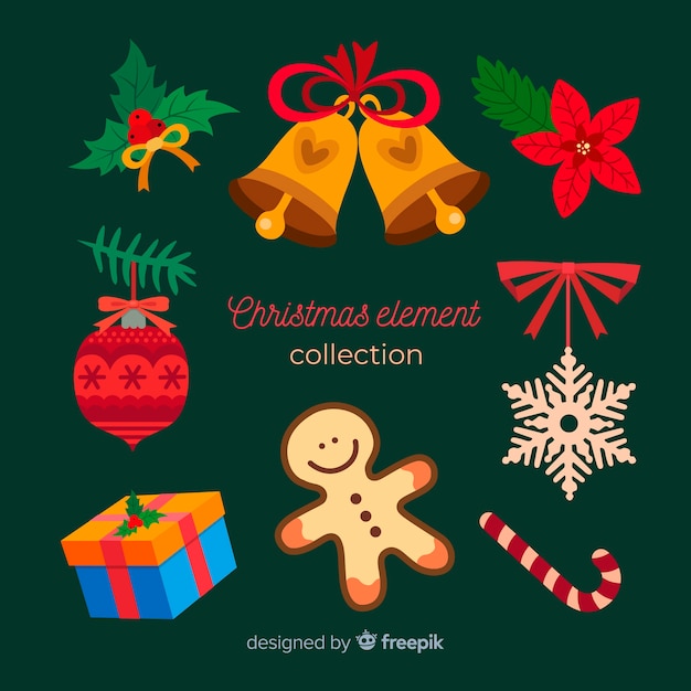 Platte ontwerp Kerst element collectie