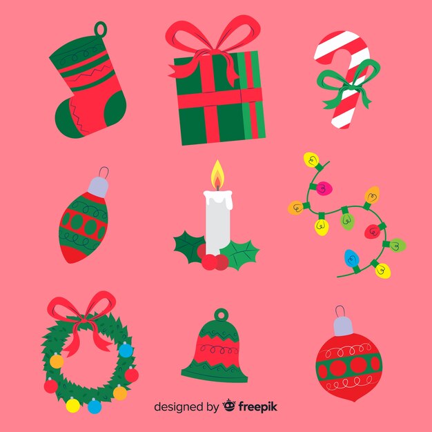 Platte ontwerp Kerst element collectie