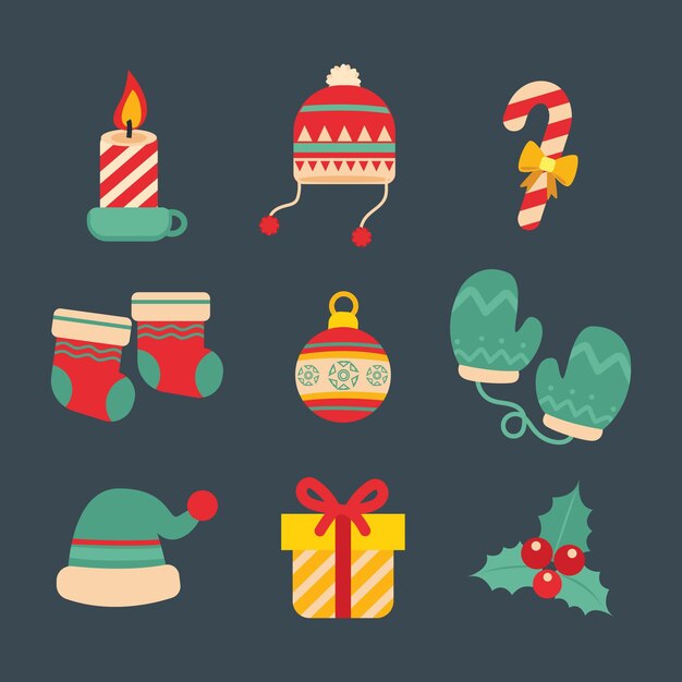 Platte ontwerp kerst element collectie
