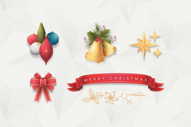 Gratis vector platte ontwerp kerst element collectie