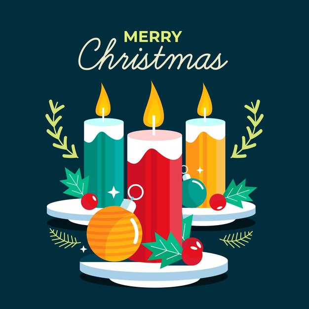 Platte ontwerp kerst kaars achtergrond