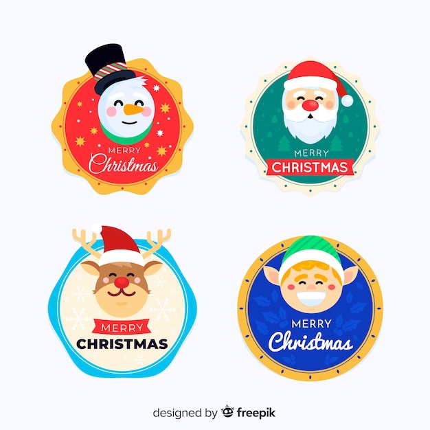 Gratis vector platte ontwerp kerst label collectie