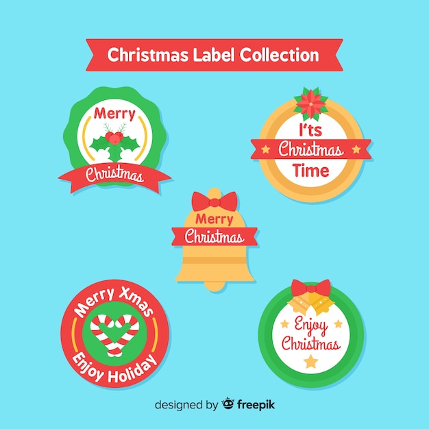 Platte ontwerp kerst label collectie