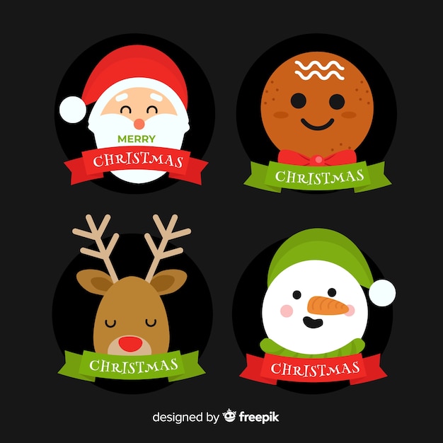 Gratis vector platte ontwerp kerst label collectie