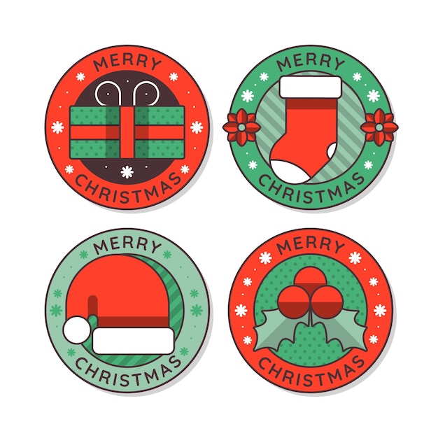 Gratis vector platte ontwerp kerst label collectie