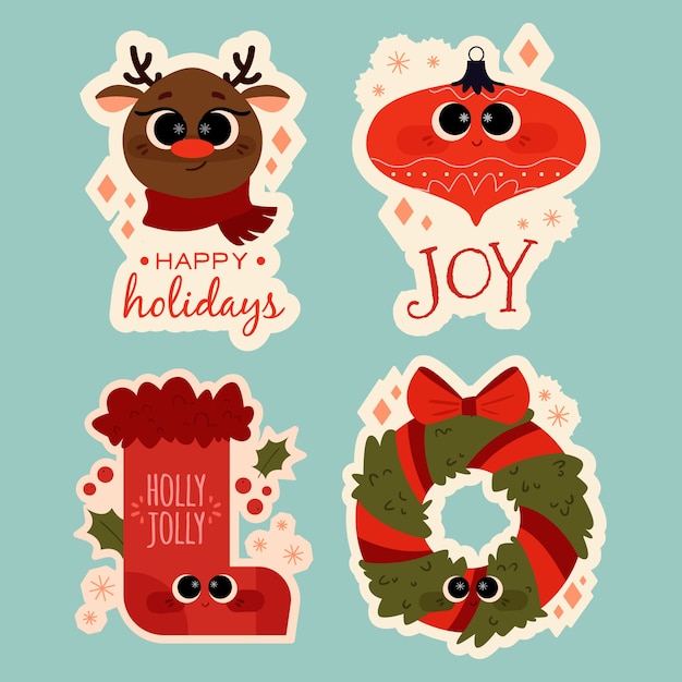 Gratis vector platte ontwerp kerst label collectie