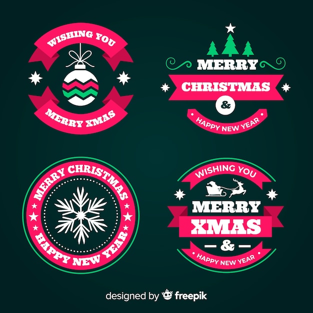 Gratis vector platte ontwerp kerst label collectie