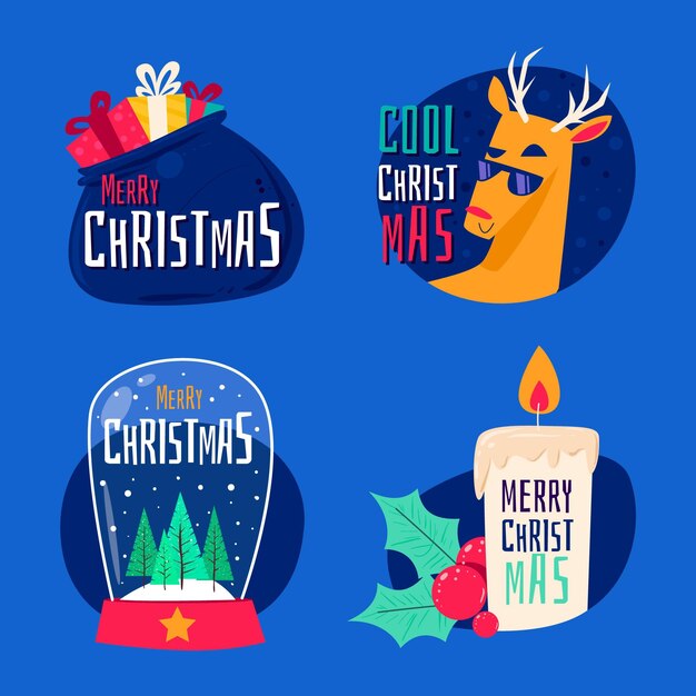 Platte ontwerp kerst label collectie